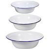 iplusmile Set di 3 Ciotole Smaltate Bianche Rotonde per Zuppa, Cucina | Stile Vintage Semplice, Lavorazione Curata e Spessore Maggiorato, Facili da Pulire, Uso Domestico