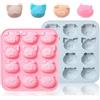 Honicemar Stampo in Silicone a Forma di Maiale Carino con 12 Cavità, Stampi Silicone a Forma di Cartoni Animali, Set di 2 Stampi Per Cioccolato Antiaderenti per Torte Cioccolatini Gelato Caramelle