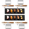 PALUPLUS Set Sushi per 2 Persone con 2 Vassoi in Ardesia, Misura 30x10 cm, Servizio Orientale da 14 pezzi: 4 bacchette cinesi, 4 porta bacchette, 4 ciotole per salse -333