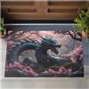 BWEGRHE Tappeto per porta d'ingresso, per interni ed esterni, lavabile, resistente, in gomma antiscivolo, con drago Sakura morbido, assorbe acqua e sporco, per casa, giardino, ingresso esterno, 61 x 40,6 cm