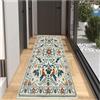 BORKOY Tappeto Corridoio Lungo 1.2 Metro Beige Chiaro con Fiori Vintage Antiscivolo Lavabile Morbido Passatoia Cucina Tappeto Runner per Ingresso Soggiorno Camera Scendiletto 40x120cm