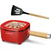 Audecook Padella elettrica 2L, Padella in Ceramica Antiaderente Aggiornata 20cm, Multifunzione Pentola Elettrica Cuocipasta per Bistecca,Uova,Ramen,Farina d'avena (Standard Rosso, 2 litri)