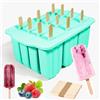 Elecphbo 12 stampi in silicone per ghiaccioli, stampi per ghiaccioli, stampi per torte per gelato, 50 bastoncini in omaggio, verde