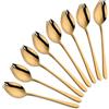 SBOMHS Do Buy 8 Pezzi (3 in 1: Forchetta Cucchiaio Coltello) Spork Set di Posate Acciaio Inox (Oro)