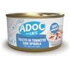 Adoc Naturally Premium, Alimento Umido Complementare per Gatti, Tonnetto con Spigola, 24 Lattine da 85 g, in Gelatina, Senza Conservanti e Coloranti