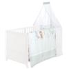 roba Set completo lettino Woodland Buddies - Lettino per bebè 70 x 140 cm in legno incl. materasso biancheria da letto baldacchino e asta per baldacchino - Da 6 mesi - Bianco