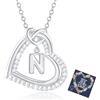 Esmoly Collana Donna con Lettera A-Z Argento/14K Cubic Zirconia Cuore Ciondolo Regolabile Regalo Donna Compleanno Donna Moglie Mamma Ragazza 18+2 Inches (Argento N)