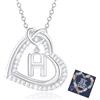 Esmoly Collana Donna con Lettera A-Z Argento/14K Cubic Zirconia Cuore Ciondolo Regolabile Regalo Donna Compleanno Donna Moglie Mamma Ragazza 18+2 Inches (Argento H)