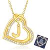 Esmoly Collana Donna con Lettera A-Z Argento/14K Cubic Zirconia Cuore Ciondolo Regolabile Regalo Donna Compleanno Donna Moglie Mamma Ragazza 18+2 Inches (Oro J)