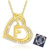 Esmoly Collana Donna con Lettera A-Z Argento/14K Cubic Zirconia Cuore Ciondolo Regolabile Regalo Donna Compleanno Donna Moglie Mamma Ragazza 18+2 Inches (Oro F)