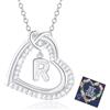 Esmoly Collana Donna Argento Cubic Zirconia Cuore Ciondolo Regolabile Regalo Donna Compleanno Moglie Mamma Ragazza 18+2 Inches