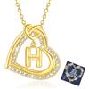 Esmoly Collana Donna con Lettera A-Z Argento/14K Cubic Zirconia Cuore Ciondolo Regolabile Regalo Donna Compleanno Donna Moglie Mamma Ragazza 18+2 Inches (Oro H)
