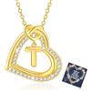 Esmoly Collana Donna con Lettera A-Z Argento/14K Cubic Zirconia Cuore Ciondolo Regolabile Regalo Donna Compleanno Donna Moglie Mamma Ragazza 18+2 Inches (Oro T)