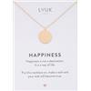 LUUK LIFESTYLE Collanina in acciaio inossidabile con ciondolo a smiley I sorriso e dedica HAPPINESS, portafortuna per amica, simbolo positività, giovanile, catenina dell'amicizia, rosa