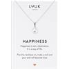 LUUK LIFESTYLE Collana con Ciondolo Perla in Acciaio Inossidabile e carta Regalo HAPPINESS, Gioielli Donna, Amicizia, Idea Regali per Lei, Ragazza, Madre, Portafortuna, Argento (50cm c.)