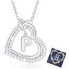 Esmoly Collana Donna con Lettera A-Z Argento/14K Cubic Zirconia Cuore Ciondolo Regolabile Regalo Donna Compleanno Donna Moglie Mamma Ragazza 18+2 Inches (Argento P)