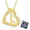 Esmoly Collana Donna con Lettera A-Z Argento/14K Cubic Zirconia Cuore Ciondolo Regolabile Regalo Donna Compleanno Donna Moglie Mamma Ragazza 18+2 Inches (Oro L)