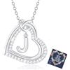 Esmoly Collana Donna Argento J 14K Cubic Zirconia Cuore Ciondolo Regolabile Regalo Donna Compleanno Moglie Mamma Ragazza 18+2 Inches