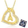 Esmoly Collana Donna con Lettera A-Z Argento/14K Cubic Zirconia Cuore Ciondolo Regolabile Regalo Donna Compleanno Donna Moglie Mamma Ragazza 18+2 Inches (Oro A)