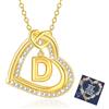 Esmoly Collana Donna con Lettera A-Z Argento/14K Cubic Zirconia Cuore Ciondolo Regolabile Regalo Donna Compleanno Donna Moglie Mamma Ragazza 18+2 Inches (Oro D)