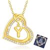 Esmoly Collana Donna con Lettera A-Z Argento/14K Cubic Zirconia Cuore Ciondolo Regolabile Regalo Donna Compleanno Donna Moglie Mamma Ragazza 18+2 Inches (Oro Y)