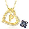 Esmoly Collana Donna con Lettera A-Z Argento/14K Cubic Zirconia Cuore Ciondolo Regolabile Regalo Donna Compleanno Donna Moglie Mamma Ragazza 18+2 Inches (Oro P)