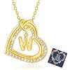 Esmoly Collana Donna con Lettera A-Z Argento/14K Cubic Zirconia Cuore Ciondolo Regolabile Regalo Donna Compleanno Donna Moglie Mamma Ragazza 18+2 Inches (Oro W)