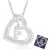 Esmoly Collana Donna Argento F Cubic Zirconia Cuore Ciondolo Regolabile Regalo Donna Compleanno Moglie Mamma Ragazza 18+2 Inches