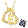 Esmoly Collana Donna con Lettera A-Z Argento/14K Cubic Zirconia Cuore Ciondolo Regolabile Regalo Donna Compleanno Donna Moglie Mamma Ragazza 18+2 Inches (Oro G)