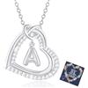Esmoly Collana Donna con Lettera A-Z Argento/14K Cubic Zirconia Cuore Ciondolo Regolabile Regalo Donna Compleanno Donna Moglie Mamma Ragazza 18+2 Inches (Argento A)