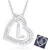 Esmoly Collana Donna Argento A-Z Cubic Zirconia Cuore Regolabile 18+2 Inches