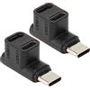 Vikye 2 Pezzi da 1 a 2 USB C 3.1 Adattatore Ad Angolo di 90 Gradi 10 Gbps USB 3.1 Tipo C Maschio a USBC 3.1 USB C2.0 Doppio Connettore Femmina Ad Angolo Retto