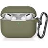 KOKOKA Custodia in Silicone Compatibile con AirPods Pro 2, Case Cover Protettiva in Premium Silicone per Airpods Pro 2 (2022 Released) Custodia con Moschettone, LED Frontale Visibile, Army Green