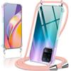 Coiwxmoi Cover per OPPO A94 4G con Cordino 6,43,Trasparente Custodia con Laccio Tracolla Corda Catena Cinghia,Ultra Morbido Silicone TPU Antiurto Case per A94 4G, Oro Rosa