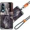 JEZSTHAI Custodia Compatibile con Vivo Y29S 5G Cover in Silicone TPU Morbido con Cordino/Laccio Tracolla Cellulare,Antiurto AntiGraffio Protettiva Bumper Case con Disegno Motivi,A05