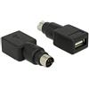 DELOCK 65898 ADAPTADOR PS/2 M USB-A H NEGRO, ACERO INOXIDABLE