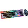 Klaisy Tastiera da gioco con cavo a LED Tastiera Combo Tastiera da gioco regolabile 1600DPI Programmabile Meccanico