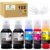 JoyPrinting 102 - Cartucce di ricambio per Epson 102, compatibili con Epson EcoTank ET-2750 ET-2700 ET-2751 ET-2756 ET-3700 ET-3750 ET-4750 ET-15000 (nero/ciano/magenta/giallo, confezione da 5
