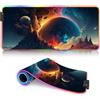 BUBELS Fantasy Landscape - Tappetino per mouse RGB da gaming, a LED, 7 colori e 4 modalità di effetto, fondo in gomma antiscivolo, per MacBook PC 13,77 x 23,6 pollici
