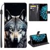 SEHEYA Compatibile con Samsung Galaxy S25 Ultra Cover a Libro Custodia in Pelle PU con Motivo Portafoglio Flip Case 3 Tasche Interne Fibbia Magnetica Protezione Caso, Lupo Grigio