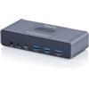 DIGITUS DS-12856 - Switch KVM USB-C - 2 PC 2 Monitor - 3X USB-A, 1x Tipo C 5 Gbit/s - 2X HDMI 2.0 UltraHD 4K 60Hz per Sistema - Jack da 3,5 mm - Telecomando con Cavo - Grigio