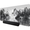 Feionnug Tappetino per Mouse, Grande Tappetino Mouse XXL 800 x 300 mm, Mouse e Tastiera Bianco e Nero Mouse Pad, Impermeabile, Testurizzato Premium, Tappetino Scrivania Antiscivolo per Gamer - (Paesaggio) T-0