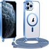 Kokio Cover Magnetica per iPhone 11 pro 5,8 Pollici Case avec Cordino,Compatibile con MagSafe, Trasparente Morbido Custodia Paraurti Antiurto, Resistente all'us, Antigraffio, Blu