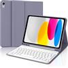 IVEOPPE Cover con Tastiera per iPad A16 11 Generation 2025/10 Generazione 2022, Italiano QWERTY Tastiera per iPad 11 Gen/10 Gen, con Senza fili Staccabile Custodia con Portapenna, Lavanda Viola
