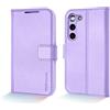 TECHGEAR Cover Portafoglio Galaxy S23 Custodia in Pelle Vera, [RFID Blocking] Funzione di Supporto con Slot per Schede e Cinturino da Polso per Samsung Galaxy S23 5G - Lavanda