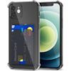 Svanove per iPhone 12 Custodia con Slot, Trasparente con Porta Carte Fotocamera Case Protettiva, Sottile Protezione Silicone Portafoglio Cover Antiurto Slim Custodia, Nero