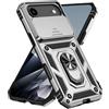 IMEIKONST Cover per iPhone 17 Air, Militare Armor Protezione Custodia Supporto ad Anello a 360° Copertura Fotocamera Scorrevole Antiurto Custodia per iPhone 17 Air. Argento JXT