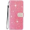 SEHEYA Cover per Oppo A98 / Oppo A1 5G Custodia Portafoglio a Libro Brillantini Diamante Fibbia Chiusura Magnetica Borsa Glitter PU Pelle Porta Carte Cavalletto Caso, Rosa