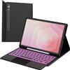 ROOFEI Custodia per tastiera Galaxy Tab S11 11 - 7 colori illuminazione rimovibile Trackpad Tablet Cover - Tastiera retroilluminata tedesca QWERTZ Layout con portapenne per Samsung Tab S11 2025 11 pollici
