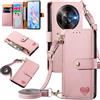 MOJIA Custodia per ZTE Blade A76 5G, Alta Qualità Pelle Flip Portafoglio Cover per Telefono, Multifunzione Porta Carte con Tracolla Custodia. Rosa